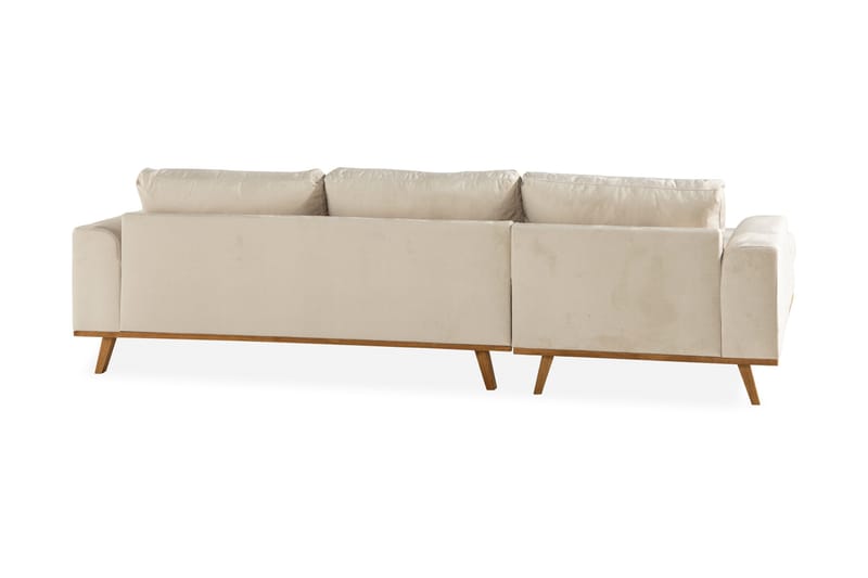 Copenhagen 4-sits Vänstervänd L-formad Divansoffa i Sammet - Beige - Möbler - Soffa - Divansoffor & schäslongsoffa