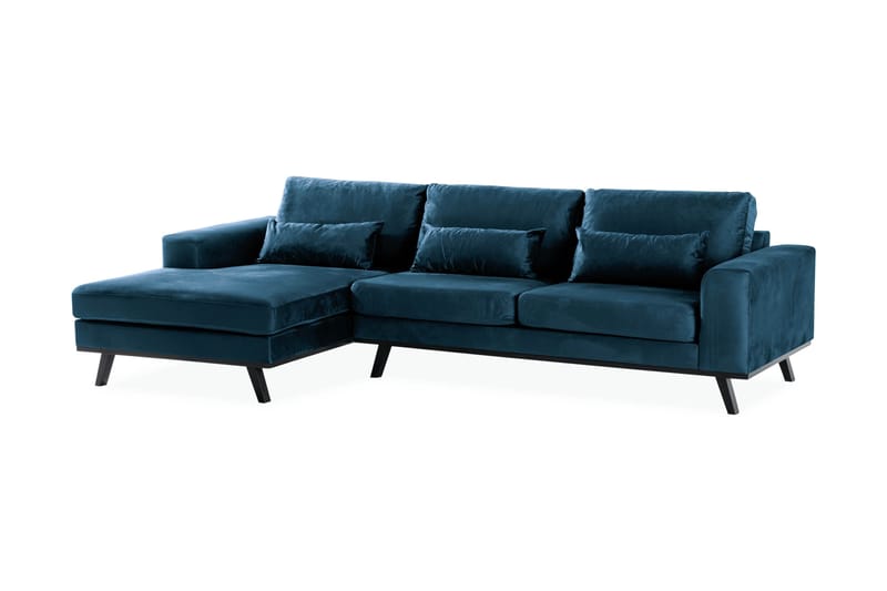 Copenhagen 4-sits Vänstervänd L-formad Divansoffa i Sammet - Blå - Möbler - Soffa - Divansoffor & schäslongsoffa