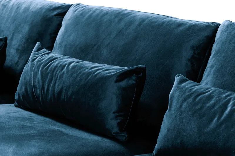 Copenhagen 4-sits Vänstervänd L-formad Divansoffa i Sammet - Blå - Möbler - Soffa - Divansoffor & schäslongsoffa