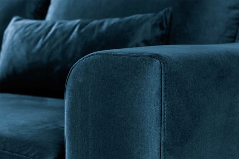 Copenhagen 4-sits Vänstervänd L-formad Divansoffa i Sammet - Blå - Möbler - Soffa - Divansoffor & schäslongsoffa