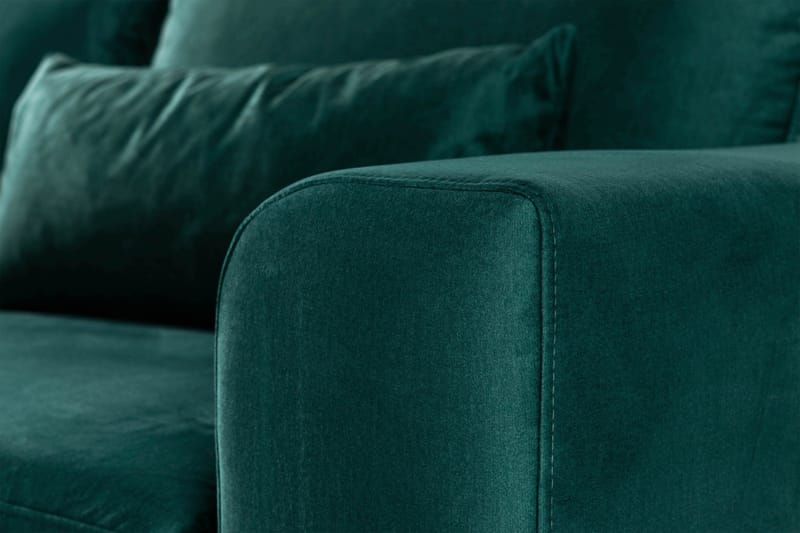 Copenhagen 4-sits Vänstervänd L-formad Divansoffa i Sammet - Grön - Möbler - Soffa - Divansoffor & schäslongsoffa