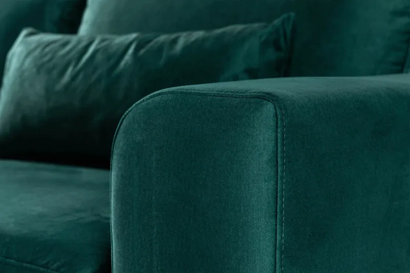 Copenhagen 4-sits Vänstervänd L-formad Divansoffa i Sammet - Grön - Möbler - Soffa - Divansoffor & schäslongsoffa