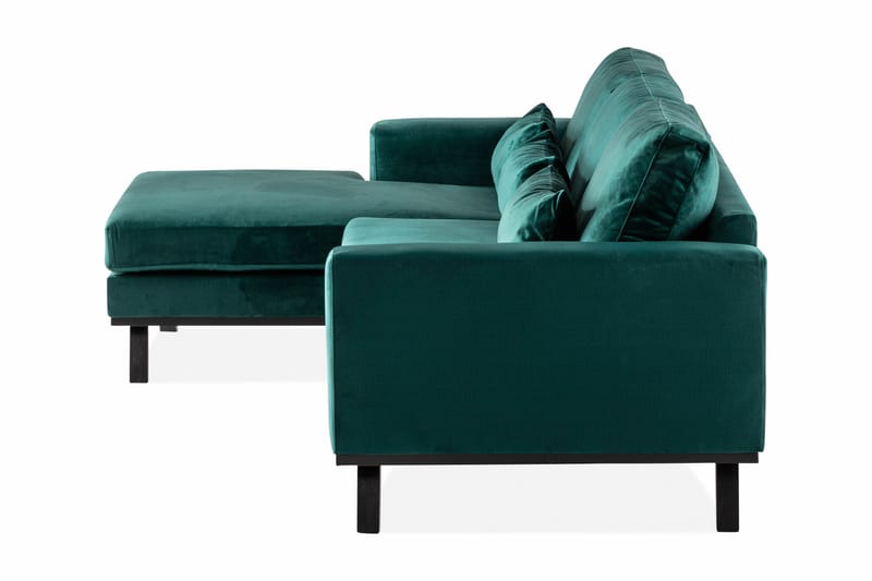 Copenhagen 4-sits Vänstervänd L-formad Divansoffa i Sammet - Grön - Möbler - Soffa - Divansoffor & schäslongsoffa