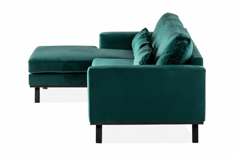Copenhagen 4-sits Vänstervänd L-formad Divansoffa i Sammet - Grön - Möbler - Soffa - Divansoffor & schäslongsoffa