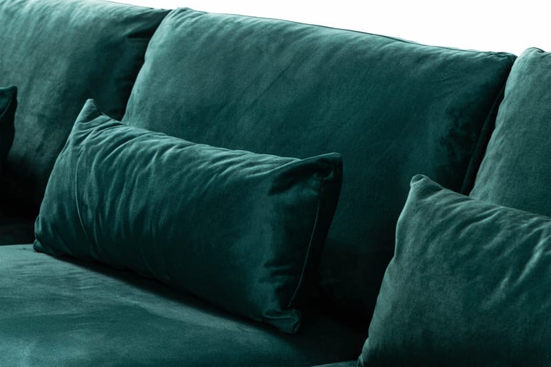 Copenhagen 4-sits Vänstervänd L-formad Divansoffa i Sammet - Grön - Möbler - Soffa - Divansoffor & schäslongsoffa
