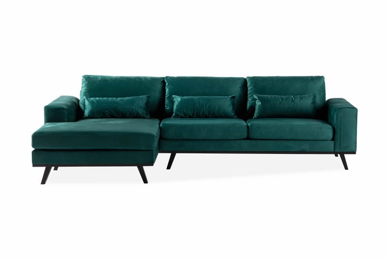 Copenhagen 4-sits Vänstervänd L-formad Divansoffa i Sammet - Grön - Möbler - Soffa - Divansoffor & schäslongsoffa