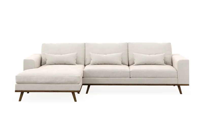 Copenhagen 4-sits Vänstervänd L-formad Divansoffa i Sammet - Krämvit - Möbler - Soffa - Divansoffor & schäslongsoffa