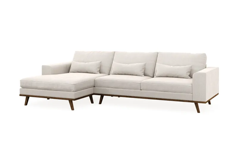 Copenhagen 4-sits Vänstervänd L-formad Divansoffa i Sammet - Krämvit - Möbler - Soffa - Divansoffor & schäslongsoffa