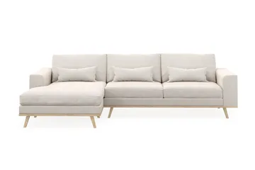 Copenhagen 4-sits Vänstervänd L-formad Divansoffa i Sammet - Krämvit - Möbler - Soffa - Divansoffor & schäslongsoffa