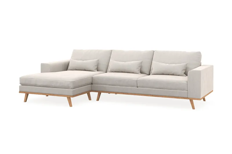 Copenhagen 4-sits Vänstervänd L-formad Divansoffa i Sammet - Krämvit - Möbler - Soffa - Divansoffor & schäslongsoffa