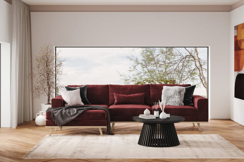 Copenhagen 4-sits Vänstervänd L-formad Divansoffa i Sammet - Lila - Möbler - Soffa - Divansoffor & schäslongsoffa