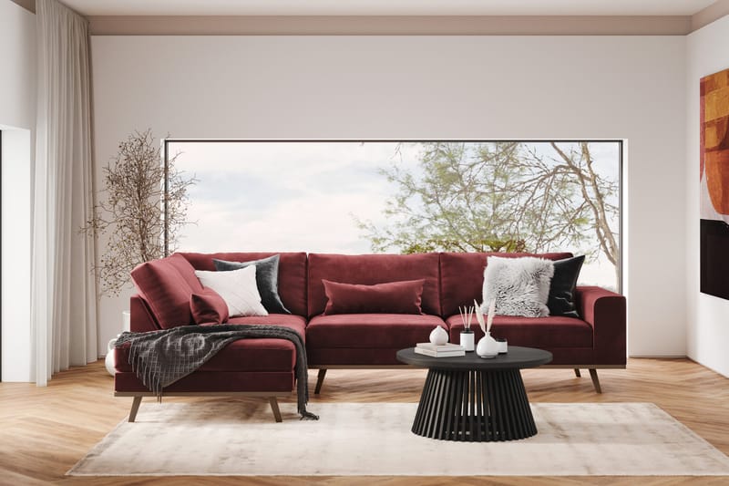 Copenhagen 4-sits Vänstervänd L-formad Divansoffa i Sammet - Lila - Möbler - Soffa - Divansoffor & schäslongsoffa