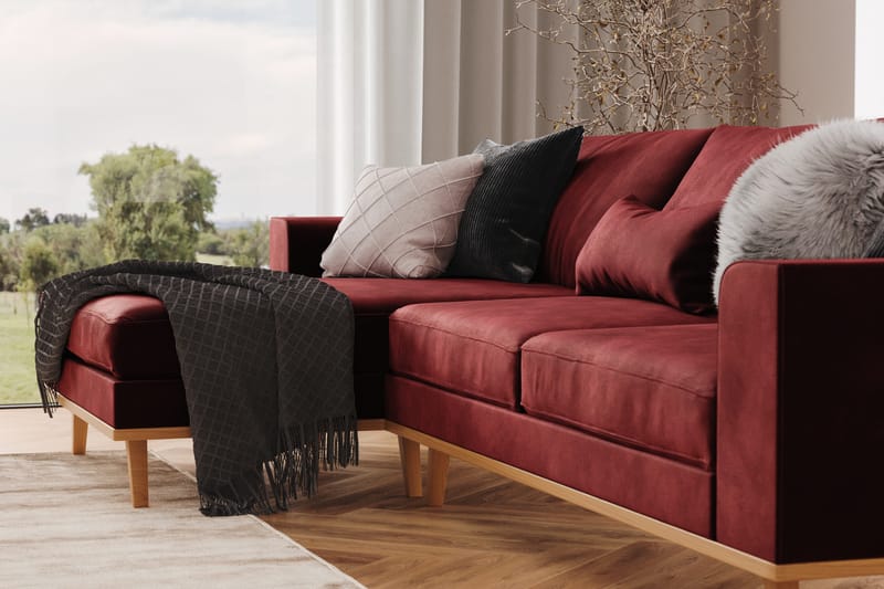 Copenhagen 4-sits Vänstervänd L-formad Divansoffa i Sammet - Lila - Möbler - Soffa - Divansoffor & schäslongsoffa