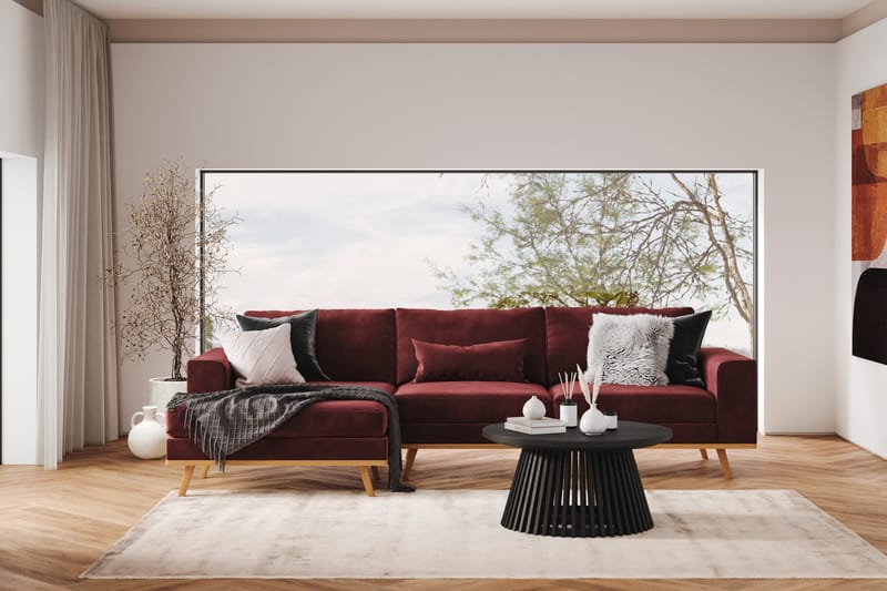 Copenhagen 4-sits Vänstervänd L-formad Divansoffa i Sammet - Lila - Möbler - Soffa - Divansoffor & schäslongsoffa