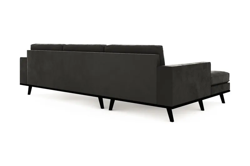 Copenhagen 4-sits Vänstervänd L-formad Divansoffa i Sammet - Mörkgrå - Möbler - Soffa - Divansoffor & schäslongsoffa