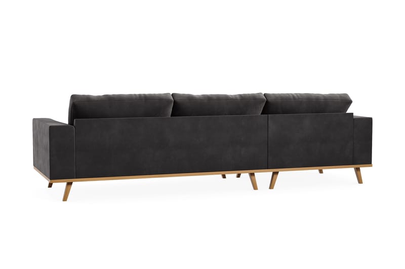 Copenhagen 4-sits Vänstervänd L-formad Divansoffa i Sammet - Mörkgrå - Möbler - Soffa - Divansoffor & schäslongsoffa