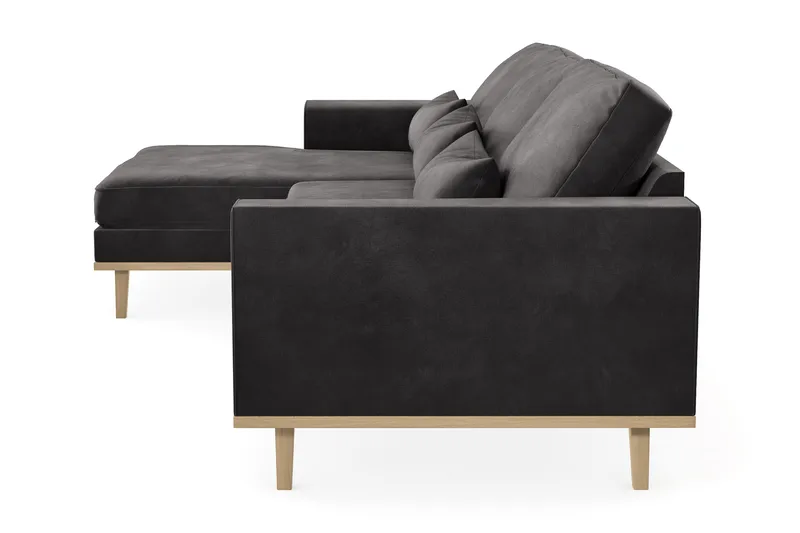Copenhagen 4-sits Vänstervänd L-formad Divansoffa i Sammet - Mörkgrå - Möbler - Soffa - Divansoffor & schäslongsoffa