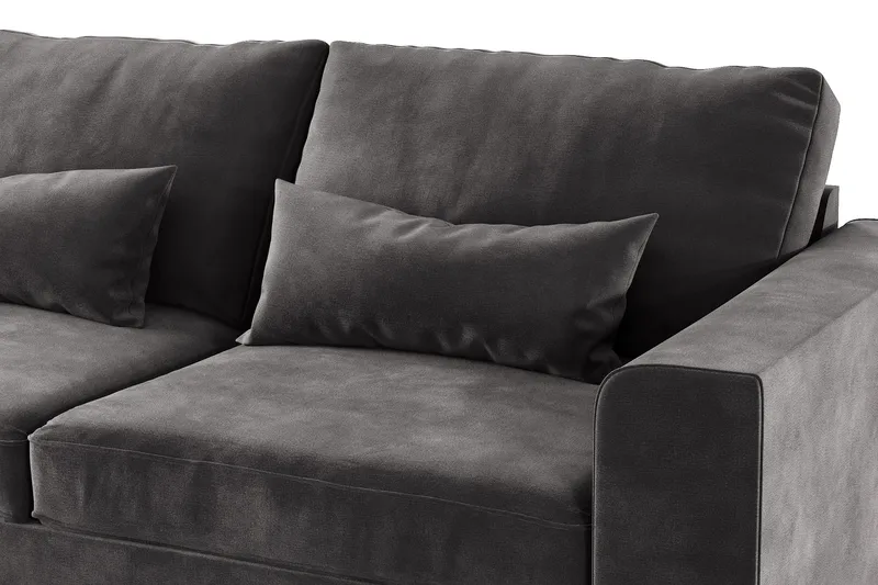 Copenhagen 4-sits Vänstervänd L-formad Divansoffa i Sammet - Mörkgrå - Möbler - Soffa - Divansoffor & schäslongsoffa