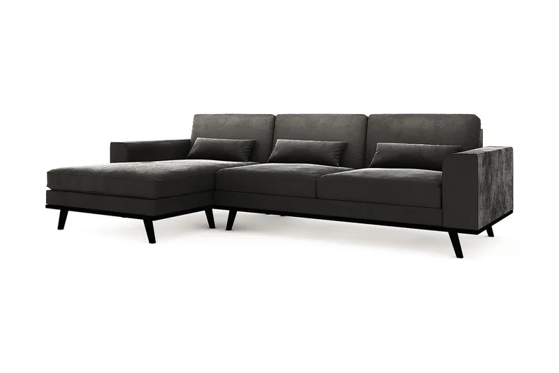 Copenhagen 4-sits Vänstervänd L-formad Divansoffa i Sammet - Mörkgrå - Möbler - Soffa - Divansoffor & schäslongsoffa