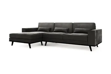 Copenhagen 4-sits Vänstervänd L-formad Divansoffa i Sammet - Mörkgrå - Möbler - Soffa - Divansoffor & schäslongsoffa