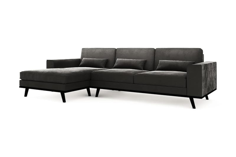 Copenhagen 4-sits Vänstervänd L-formad Divansoffa i Sammet - Mörkgrå - Möbler - Soffa - Divansoffor & schäslongsoffa