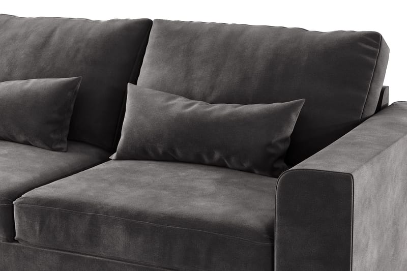 Copenhagen 4-sits Vänstervänd L-formad Divansoffa i Sammet - Mörkgrå - Möbler - Soffa - Divansoffor & schäslongsoffa