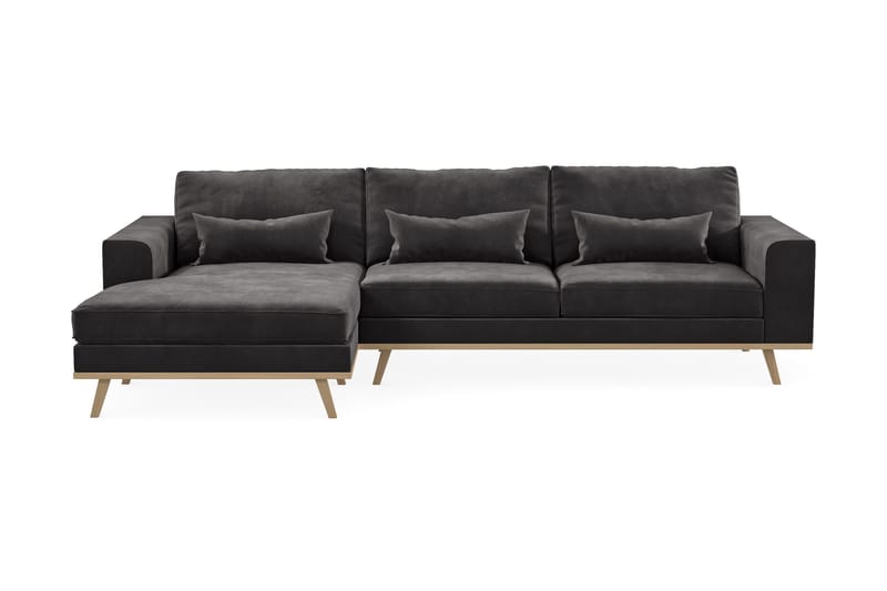 Copenhagen 4-sits Vänstervänd L-formad Divansoffa i Sammet - Mörkgrå - Möbler - Soffa - Divansoffor & schäslongsoffa