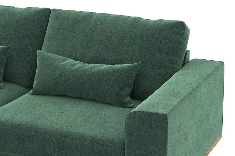 Copenhagen 4-sits Vänstervänd L-formad Divansoffa i Sammet - Mörkgrön - Möbler - Soffa - Divansoffor & schäslongsoffa