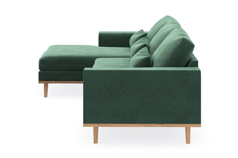 Copenhagen 4-sits Vänstervänd L-formad Divansoffa i Sammet - Mörkgrön - Möbler - Soffa - Divansoffor & schäslongsoffa