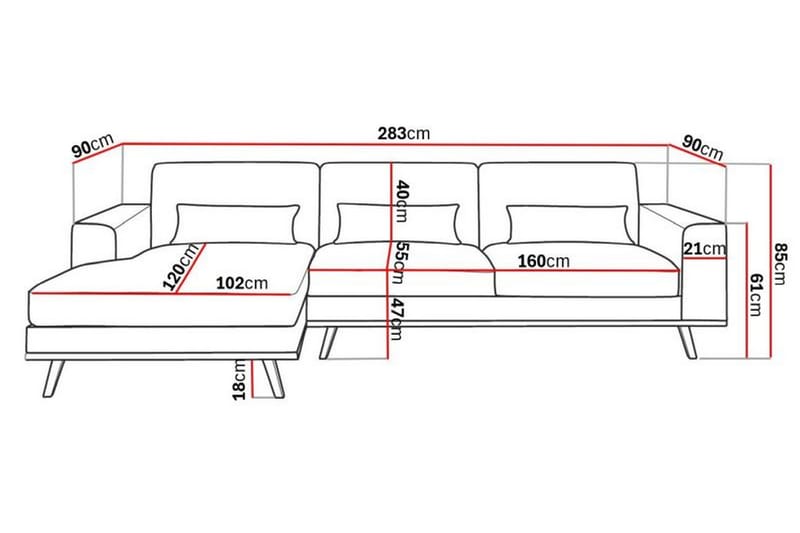 Copenhagen 4-sits Vänstervänd L-formad Divansoffa i Tyg - Beige - Möbler - Soffa - Divansoffor & schäslongsoffa