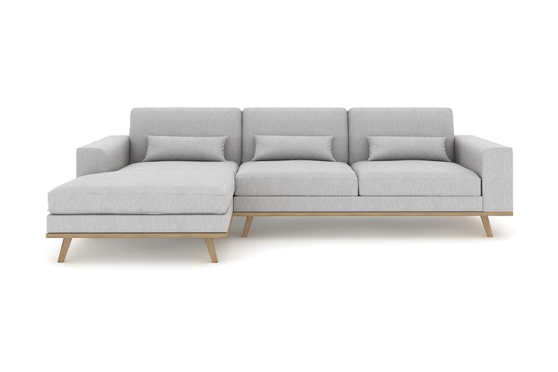 Copenhagen 4-sits Vänstervänd L-formad Divansoffa i Tyg - Grå - Möbler - Soffa - Divansoffor & schäslongsoffa
