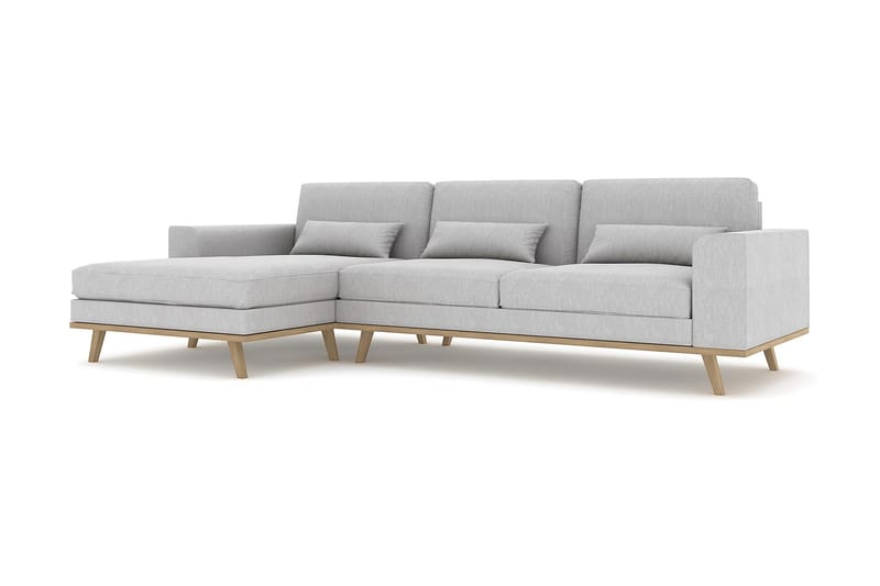 Copenhagen 4-sits Vänstervänd L-formad Divansoffa i Tyg - Grå - Möbler - Soffa - Divansoffor & schäslongsoffa