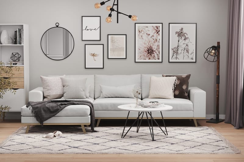 Copenhagen 4-sits Vänstervänd L-formad Divansoffa i Tyg - Grå - Möbler - Soffa - Divansoffor & schäslongsoffa