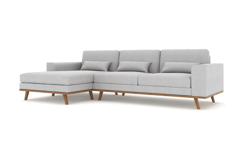 Copenhagen 4-sits Vänstervänd L-formad Divansoffa i Tyg - Grå - Möbler - Soffa - Divansoffor & schäslongsoffa