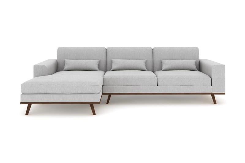 Copenhagen 4-sits Vänstervänd L-formad Divansoffa i Tyg - Grå - Möbler - Soffa - Divansoffor & schäslongsoffa
