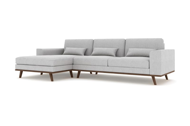 Copenhagen 4-sits Vänstervänd L-formad Divansoffa i Tyg - Grå - Möbler - Soffa - Divansoffor & schäslongsoffa