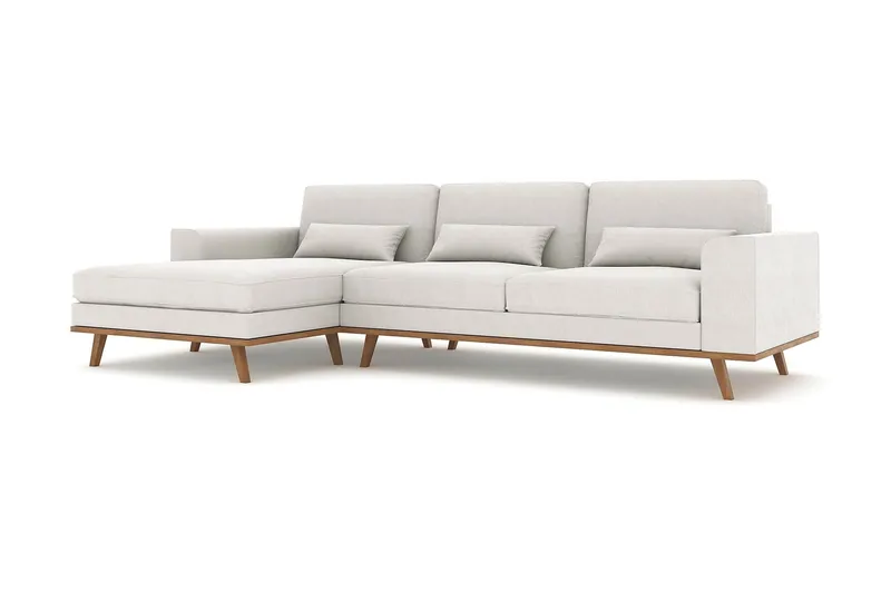 Copenhagen 4-sits Vänstervänd L-formad Divansoffa i Tyg - Ljusgrå - Möbler - Soffa - Divansoffor & schäslongsoffa