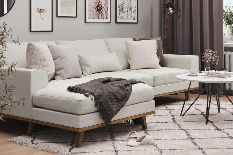 Copenhagen 4-sits Vänstervänd L-formad Divansoffa i Tyg - Ljusgrå - Möbler - Soffa - Divansoffor & schäslongsoffa