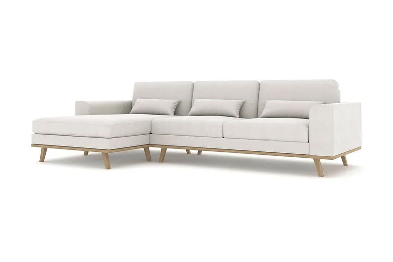 Copenhagen 4-sits Vänstervänd L-formad Divansoffa i Tyg - Ljusgrå - Möbler - Soffa - Divansoffor & schäslongsoffa