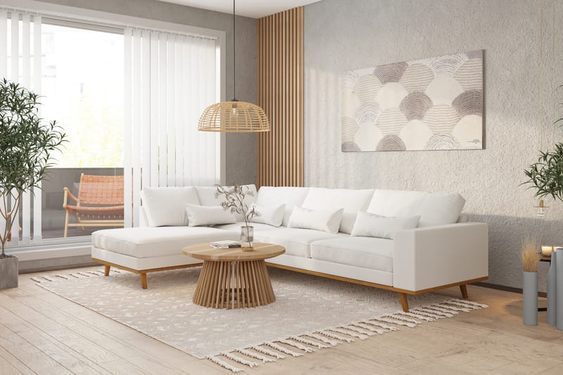 Copenhagen 4-sits Vänstervänd L-formad Divansoffa i Tyg - Vit - Möbler - Soffa - Divansoffor & schäslongsoffa