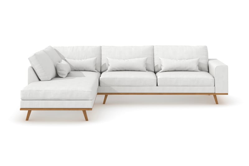 Copenhagen 4-sits Vänstervänd L-formad Divansoffa i Tyg - Vit - Möbler - Soffa - Divansoffor & schäslongsoffa