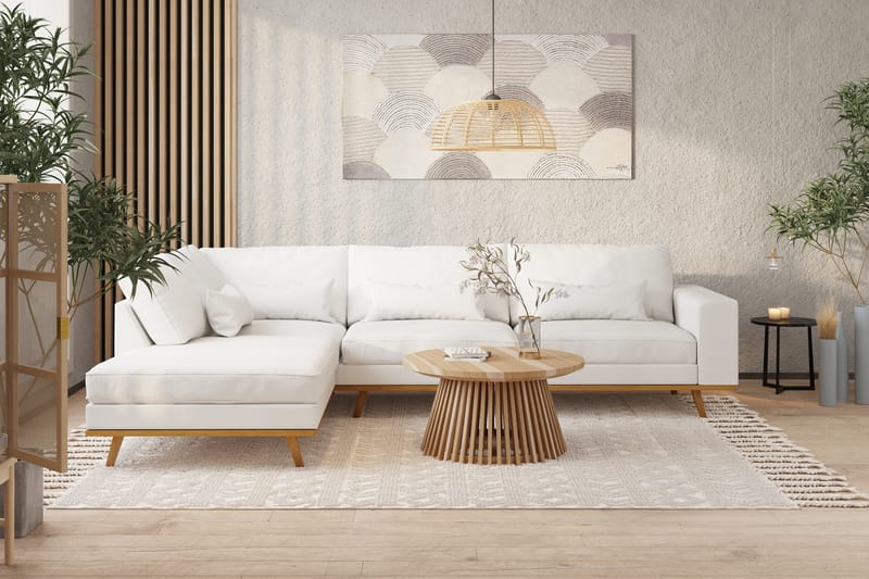 Copenhagen 4-sits Vänstervänd L-formad Divansoffa i Tyg - Vit - Möbler - Soffa - Divansoffor & schäslongsoffa