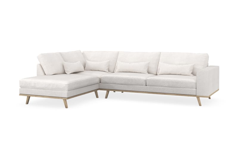 Copenhagen 4-sits Vänstervänd L-formad Schäslongsoffa i Bouclé - Vit - Möbler - Soffa - Divansoffor & schäslongsoffa