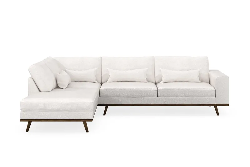 Copenhagen 4-sits Vänstervänd L-formad Schäslongsoffa i Bouclé - Vit - Möbler - Soffa - Divansoffor & schäslongsoffa