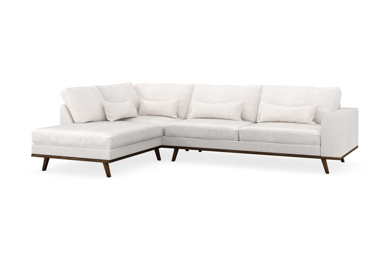 Copenhagen 4-sits Vänstervänd L-formad Schäslongsoffa i Bouclé - Vit - Möbler - Soffa - Divansoffor & schäslongsoffa