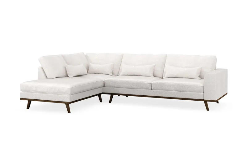Copenhagen 4-sits Vänstervänd L-formad Schäslongsoffa i Bouclé - Vit - Möbler - Soffa - Divansoffor & schäslongsoffa