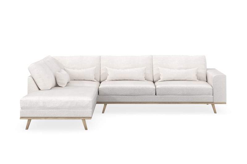 Copenhagen 4-sits Vänstervänd L-formad Schäslongsoffa i Bouclé - Vit - Möbler - Soffa - Divansoffor & schäslongsoffa