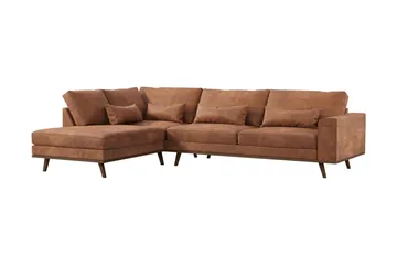 Copenhagen 4-sits Vänstervänd L-formad Schäslongsoffa i Konstläder - Brun - Möbler - Soffa - Divansoffor & schäslongsoffa