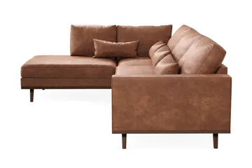 Copenhagen 4-sits Vänstervänd L-formad Schäslongsoffa i Konstläder - Brun - Möbler - Soffa - Divansoffor & schäslongsoffa