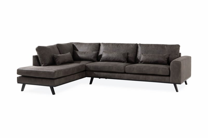 Copenhagen 4-sits Vänstervänd L-formad Schäslongsoffa i Konstläder - Mörkgrå - Möbler - Soffa - Divansoffor & schäslongsoffa